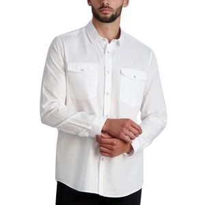 $179 Karl Lagerfeld Paris Shirt Mens X-Small White Snap Pearl Slim Fit Jacquard